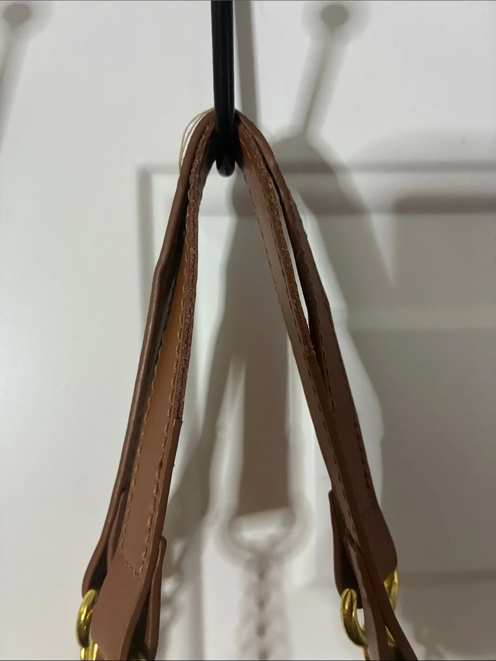 Love Quilted Tan Tote with Gold Chain Handles